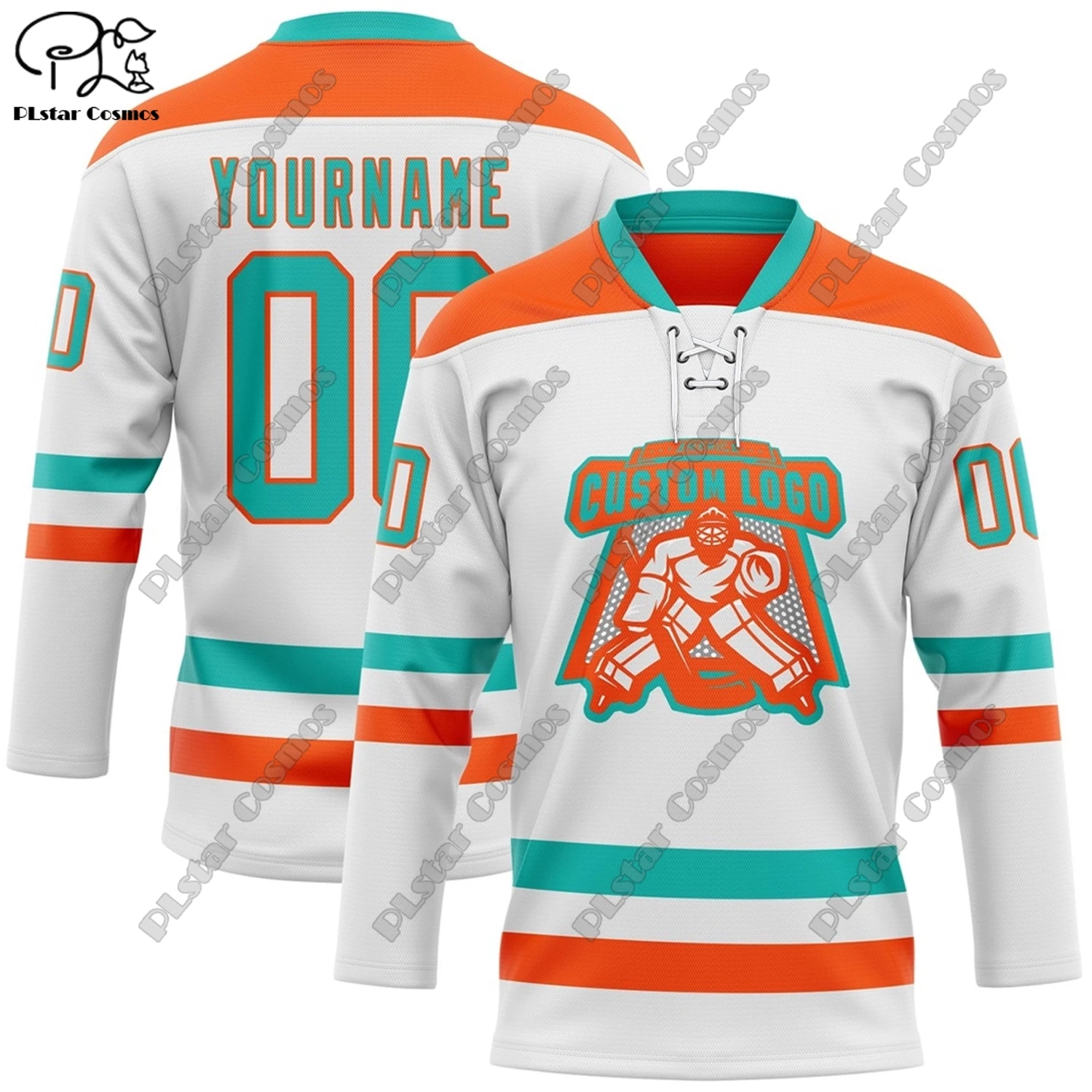 New Lace-Up Hockey Jersey Color Series V-Neck Long Sleeve Personalized 3D Printed Casual Sports Shirt Team Gift X-1