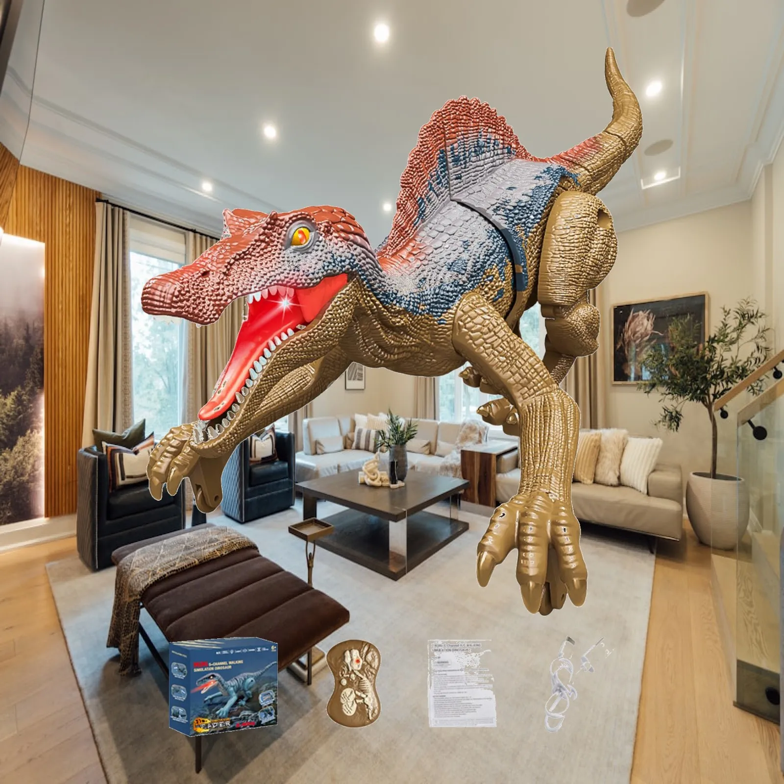 Walking Dinosaur Toys for Boys 5-7 RC Robot Dino with Flashing Lights and Sounds Kids Interactive Gift