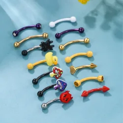 1pc Stainless Steel Spider Mushroom Small Yellow Duck Eyebrow Ring Eyebrow Nail Piercing Jewelry