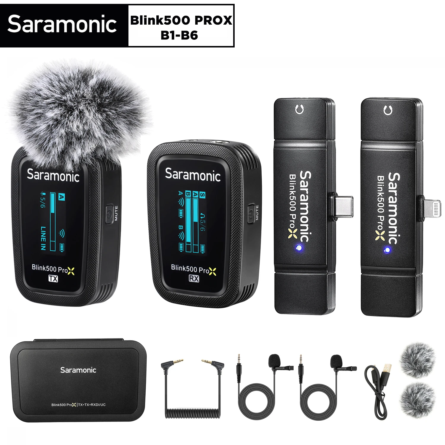 

Saramonic Blink500 ProX B1-B6 Wireless Lavalier Lapel Microphone Audio System for iPhone Android Camera Mobile PC Live Streaming