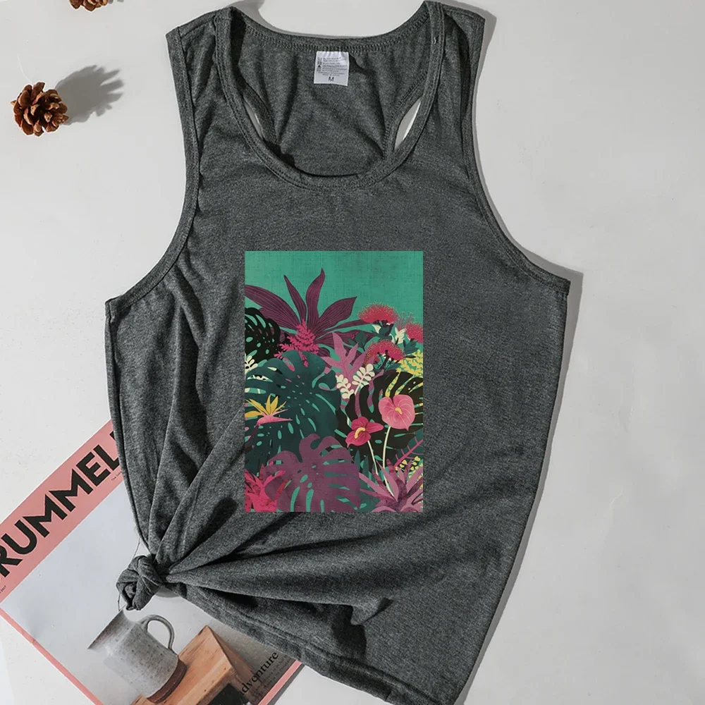 Hawaii Tropical Plant Clothes Print Vacation Tank Top Woman Travel Vintage Custom Tops Streetwear Aloha Women Clothing