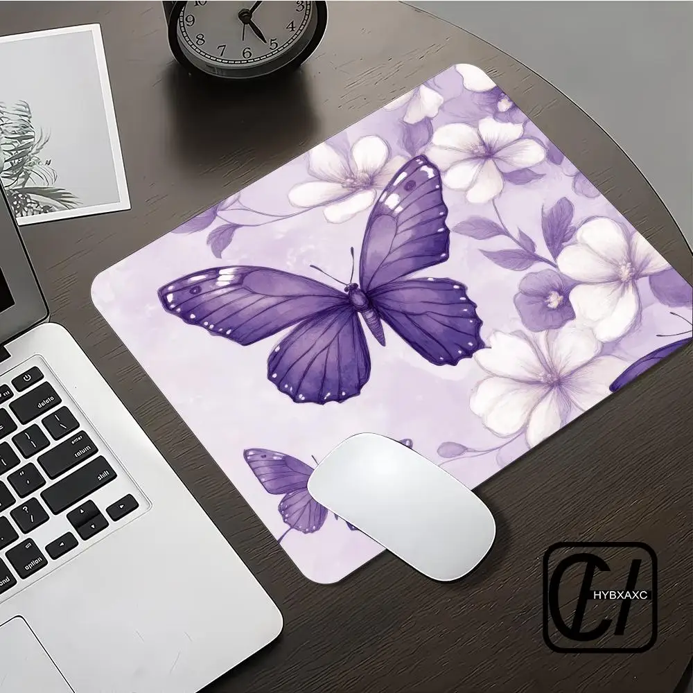 

Purple Butterfly Mouse Pad 40X45cm Large Square Computer Office Game Table Mats Rubber Anti-slip HYBXXC Small Decor Desk Pad