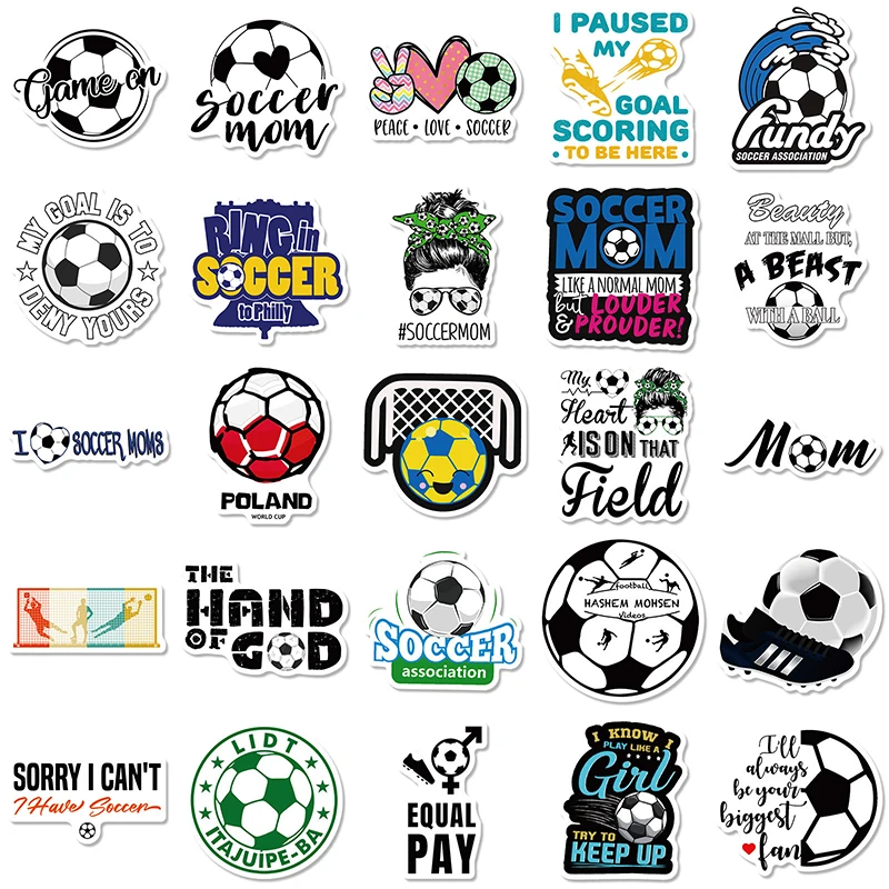 50PCS Football Sport Soccer Stickers Rugby Team Fans Gift for Water Bottles Teens Boys Luggage Motorcycle Snowboard Laptop Decor