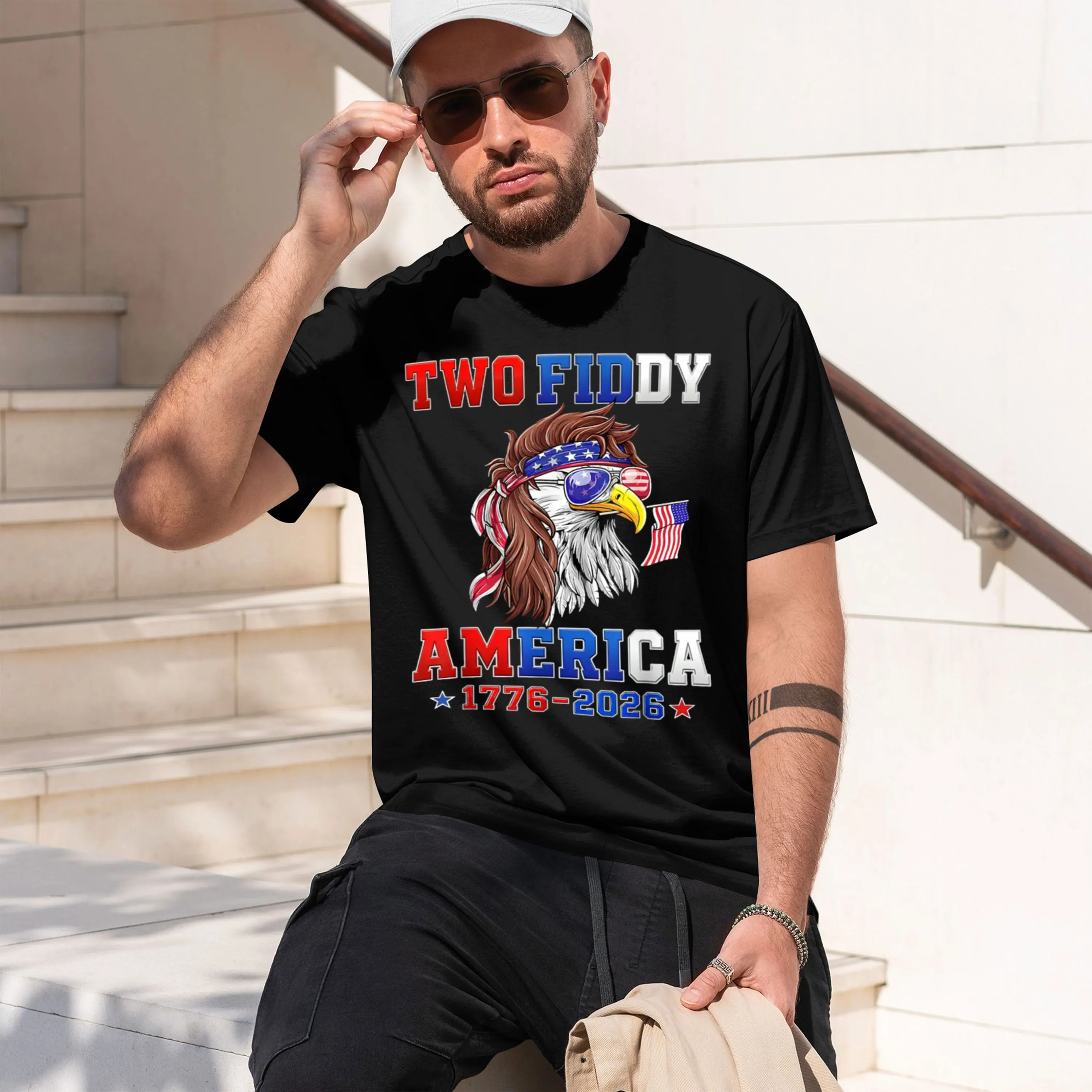 Vintage Two Fiddy 250 Year Ameran 1776 Birthday T-Shirt Summer Short-Sved Breathable Sweat-Wking Versatile 2026 New Model Short-
