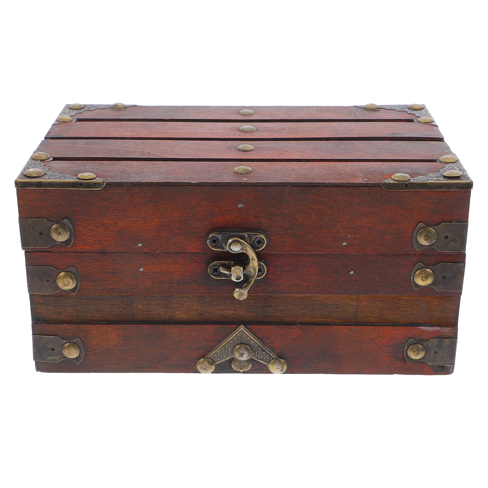 

Retro Wooden Treasure Chest Small Vintage Jewelry Box Storage Organizer Keepsake Trinket Case Lockable For Necklace