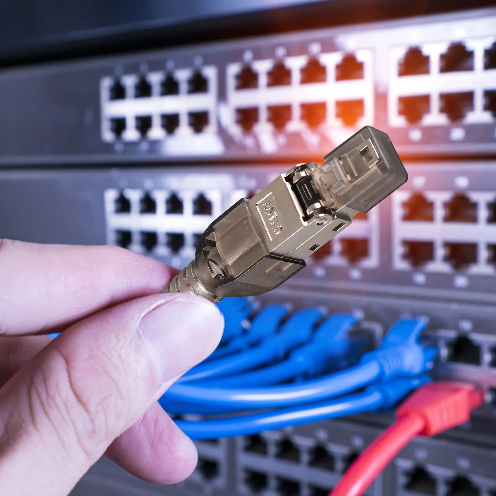 

Connector Cat 6a Ethernet Cable Modular Plug Pass Through Shielded Gold-Plated Tool-Free Installation Network Connector