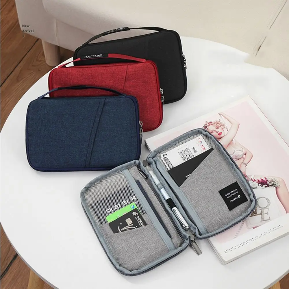 Travel Accessories Travel Wallet OX Cloth Zipper Family Passport Holder Passport Protective Cover Ticket Holder Document Case