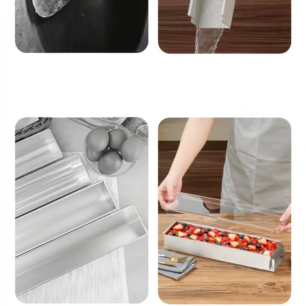 Kitchen Bakeware Rectangular Mold 304 Stainless Steel Tiramisu Baking Tray Detachable Side Pastry Cutter Food Tools