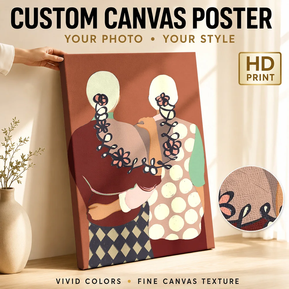 The Bond / Terracotta Women Friendship Canvas Poster Customized Modern Aesthetic Canvas Wall Art for Living Room Bedroom Decor