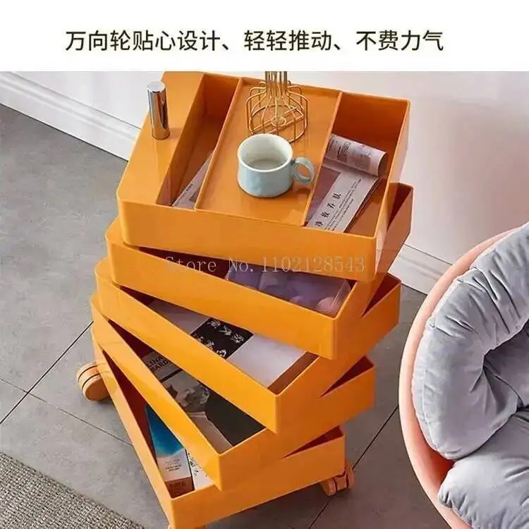 Table Bedside Cabinet 360 Rotating Movable Sofa Side Cabinet Locker Drawer Cosmetics Storage Cabinet Nail Shop Trolley Cart
