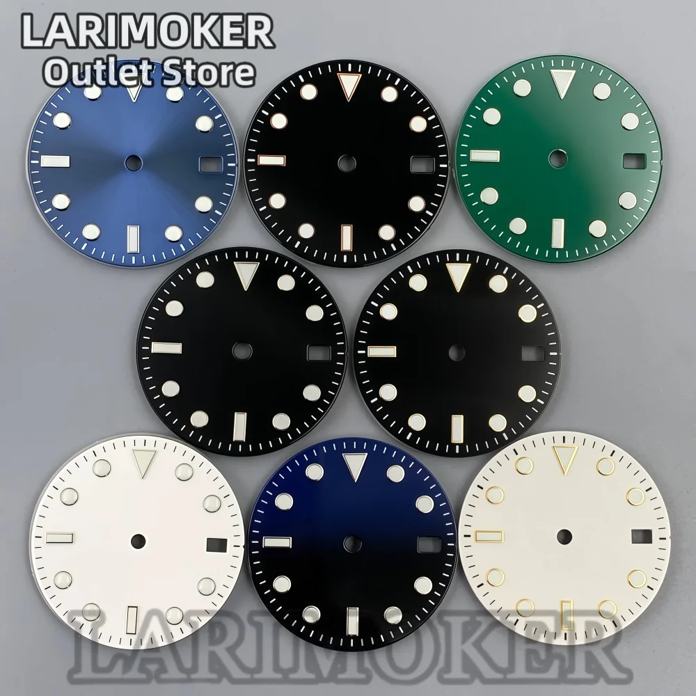 LARIMOKER 29mm Sterile No Logo Diver Watch Dial Luminous Date Window Fit NH35 NH36 Automatic Movement Mod Parts