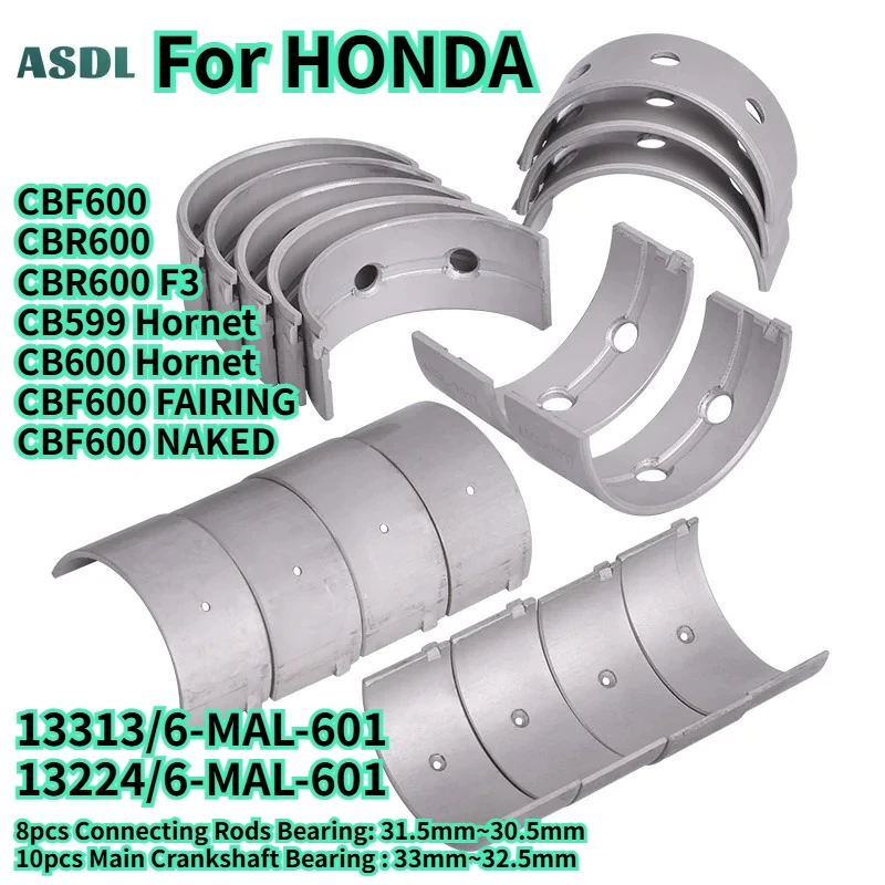 Para HONDA 13313-MAL-601 31.5mm 33mm STD +25 +50 Biela de Moto e Rolamento do Virabrequim para CB599 CB600 Hornet CBF600 CBR600 F3