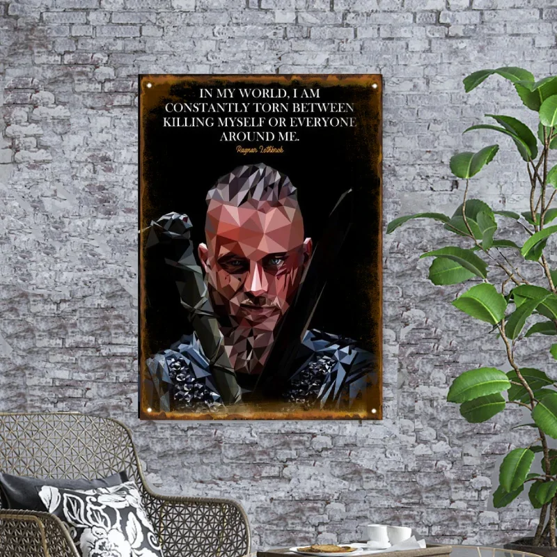 Vikings ragnar lothbrok Tin Sign Vintage Metal Sign Poster for Men Women Plaque Wall Decor Bar Pub Home Cafe Wall Mural