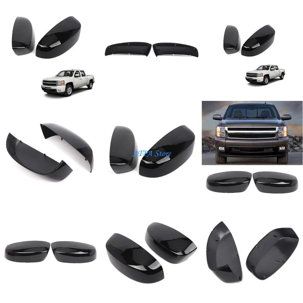 

U13C Industrial Grade Rearview Mirror Cover Decoration Trim Auto Spare Part Quick Fixing 2 Pack Black Suitable for GMC07-13
