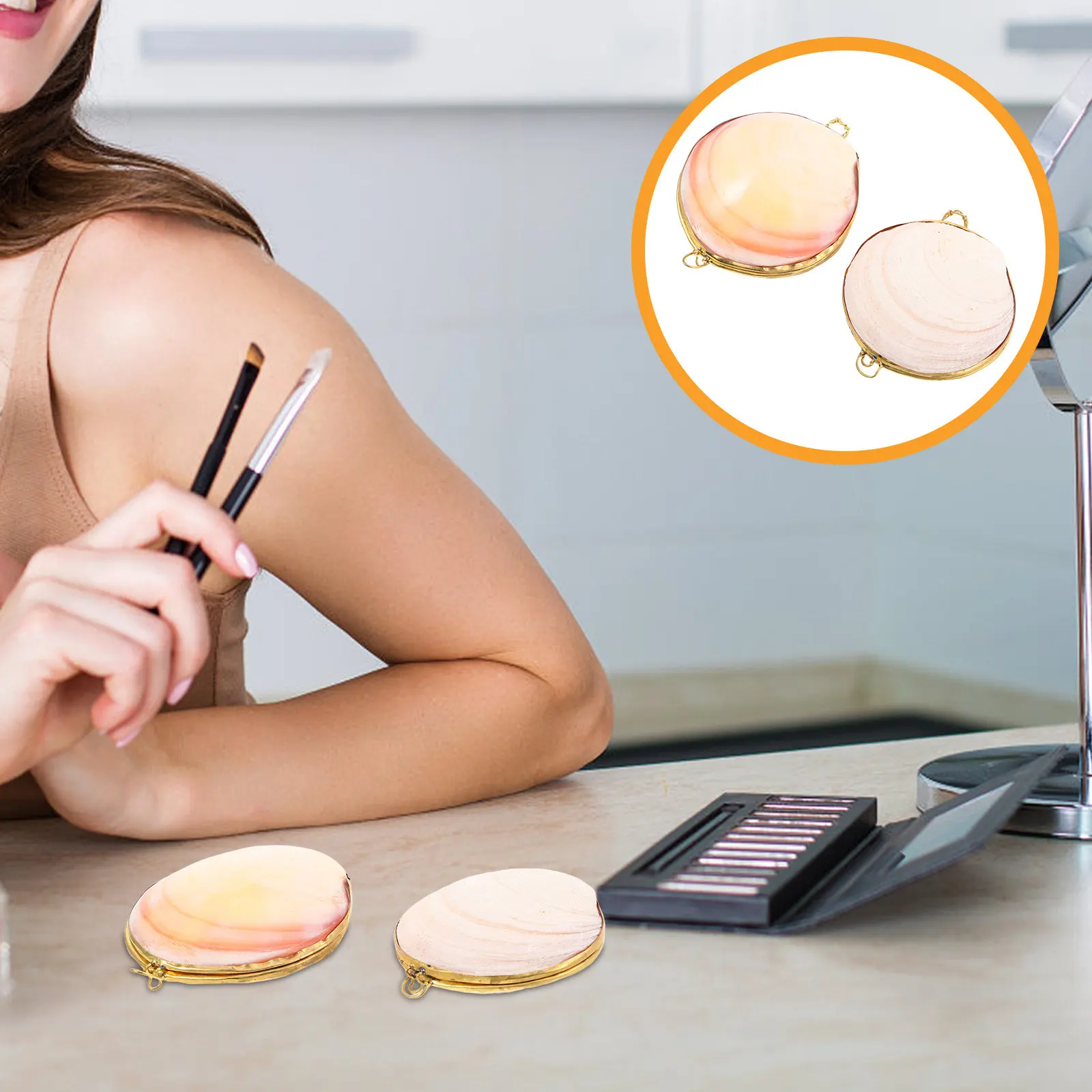 

2Pcs Seashell Jewelry Box Natural Shell Ring Earring Organizer Travel Storage Case Decorative Vanity Dish Coastal Home Decor