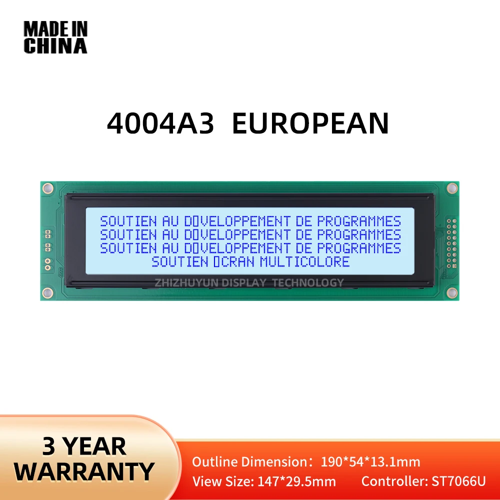 40X4 4004 4004A3 European Character LCD Module Gray Film White Light LCM Parallel Port ST7066U With LED Backlight