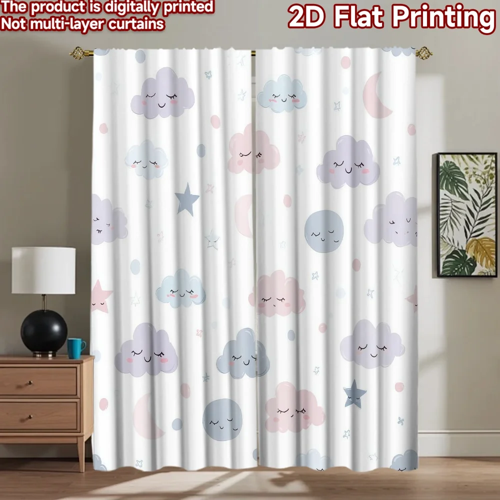 

1pc 2D flat Photography Backdrop Party Backdrop Cute Sleeping Clouds 100% Polyester Birthday Party Use for Bedroom decorations