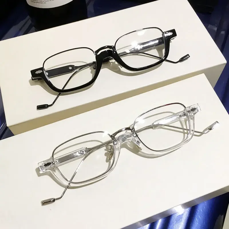 Sonnenbrille mit kleinem Rahmen, quadratischem halbem Metallrahmen, Unisex, Straßenfotografie-Zubehör, UV-Schutzbrille für Damen – Detail 5