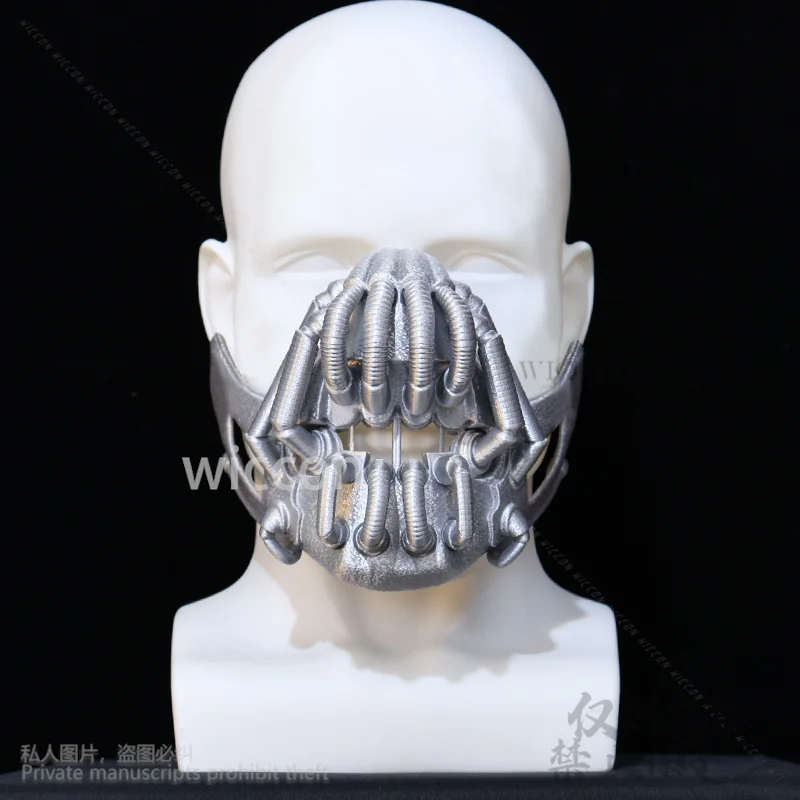 Bane Cosplay Anime Dark Horror Movie Knight Silver Skull 3D Maschera di acido polilattico per uomo Halloween Festa di Natale personalizzata