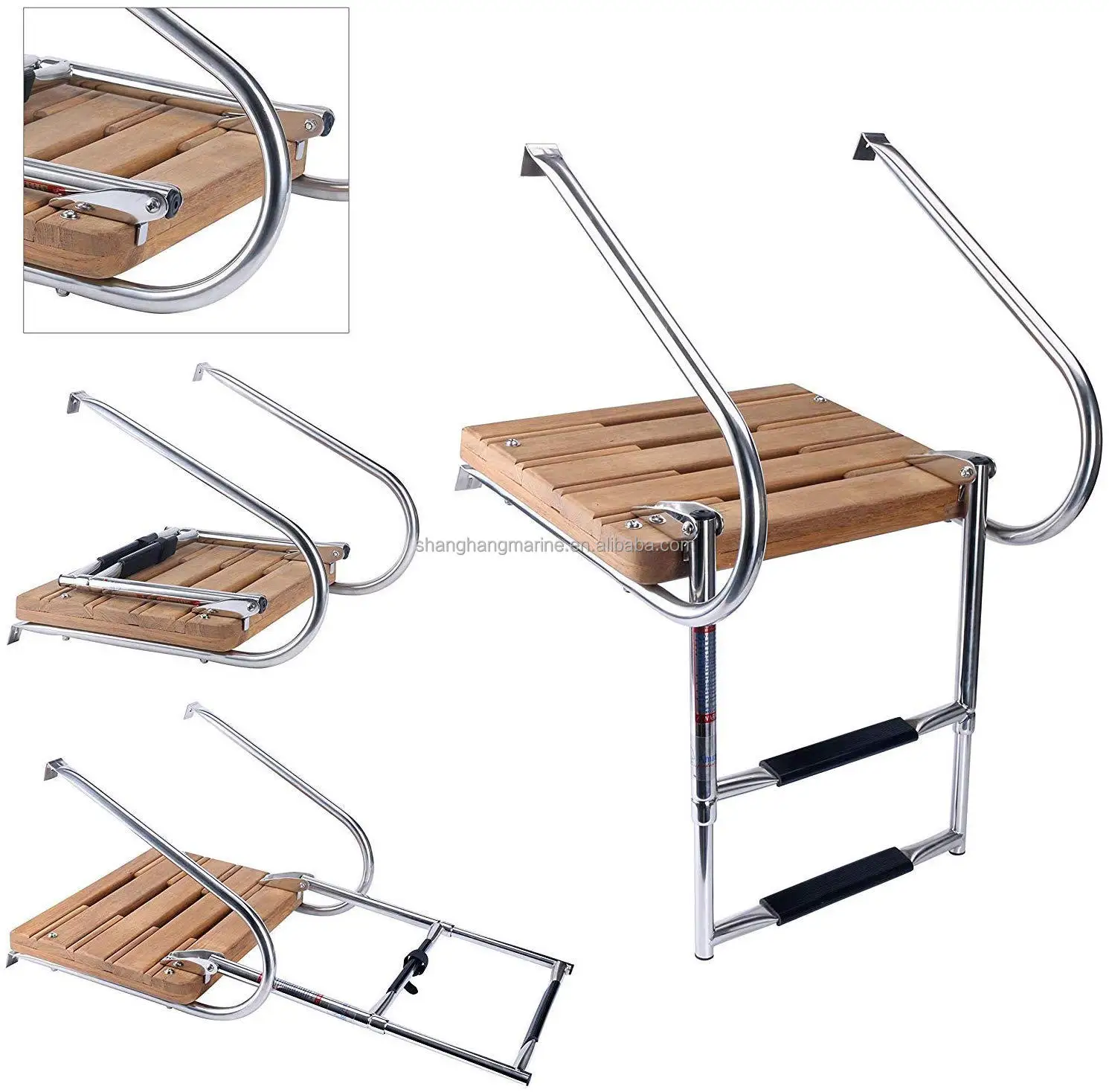 Marine Yacht with Handrails Telescopic 316 Stainless Steel High Quality Marine Boat 3 and 4 Steps Telescopic Ladder