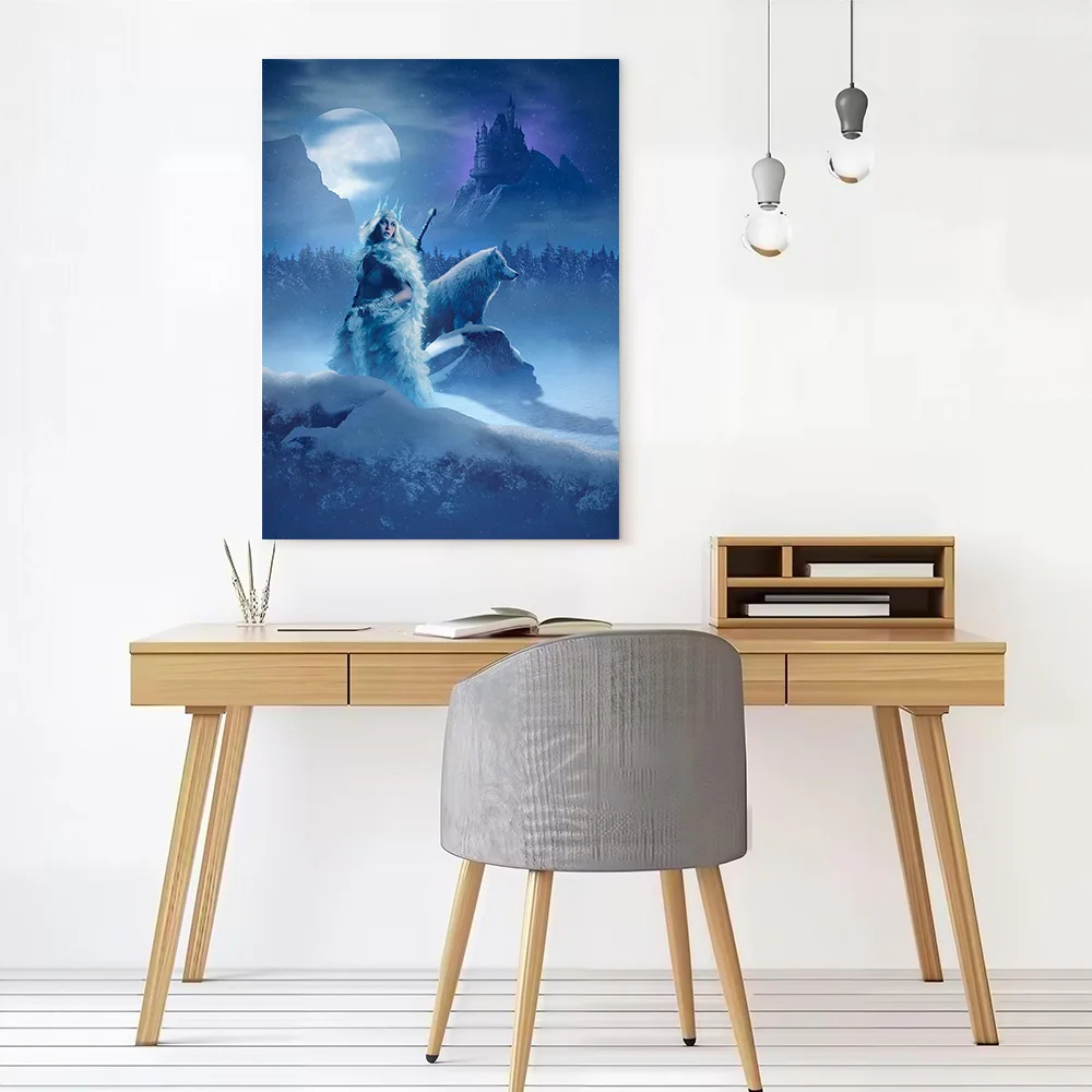 Winter’s Queen — Dark Fantasy Ice Sovereign Canvas Wall Art Poster Custom Wall Paintings Personalized Photo Printing for Bedroom