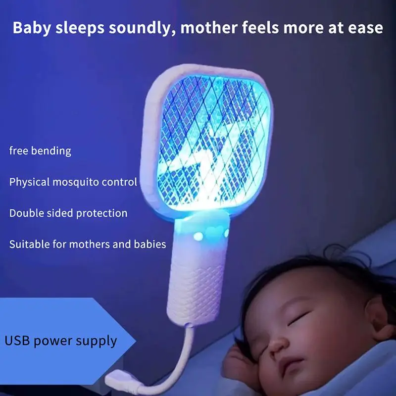 Rechargeable Electric Mosquito Swatter Trap UV Insect Zapper USB Powered Racket Pest Control for Bedroom and Home image 4