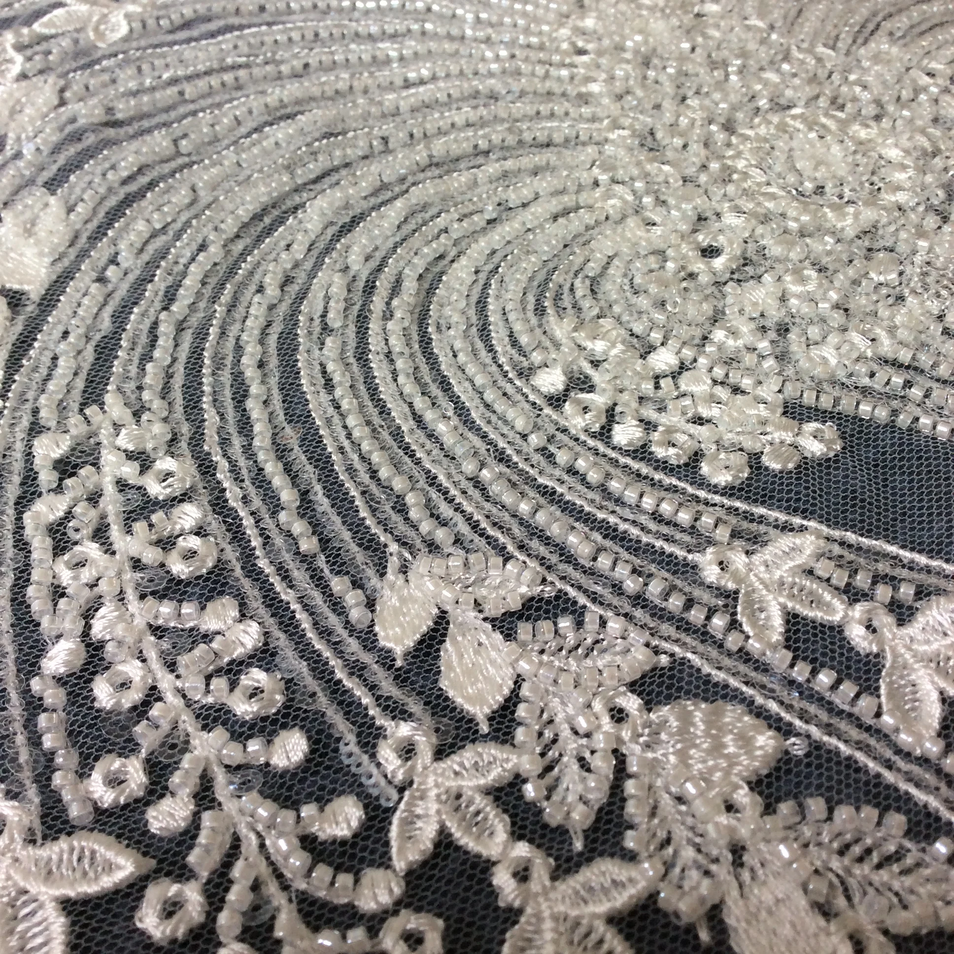 1piece Heavy Beaded Sequins Bridal Lace Fabric Advanced Customization Wedding Dress Front Chest Back Flower Applique