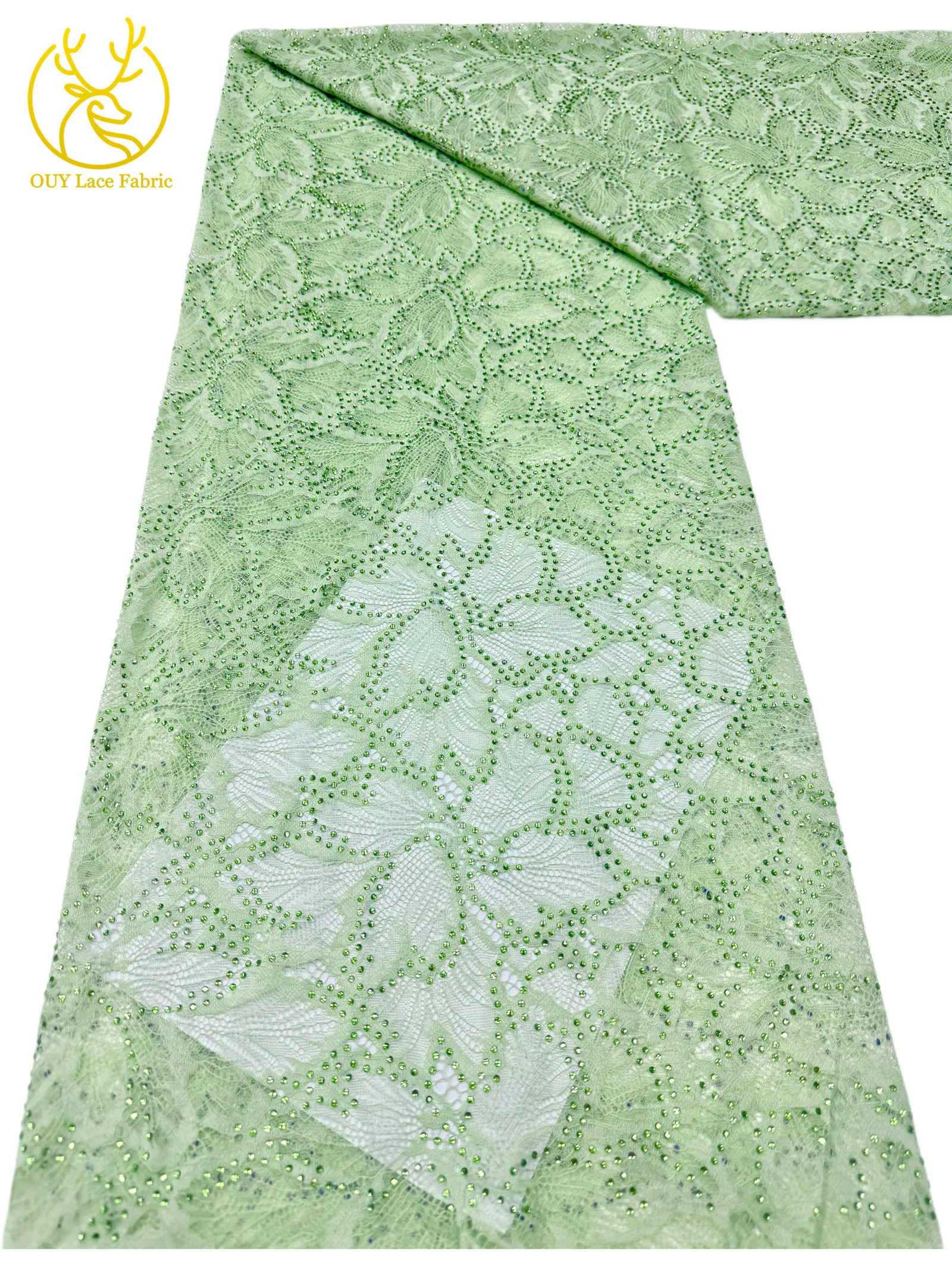 Nigerianischer Glasdiamant-Tüll-Spitzenstoff, französische Pailletten-Spitze, afrikanischer Spitzenstoff für Partykleid, Hochzeitskleid, 5 Yards – Detail 18