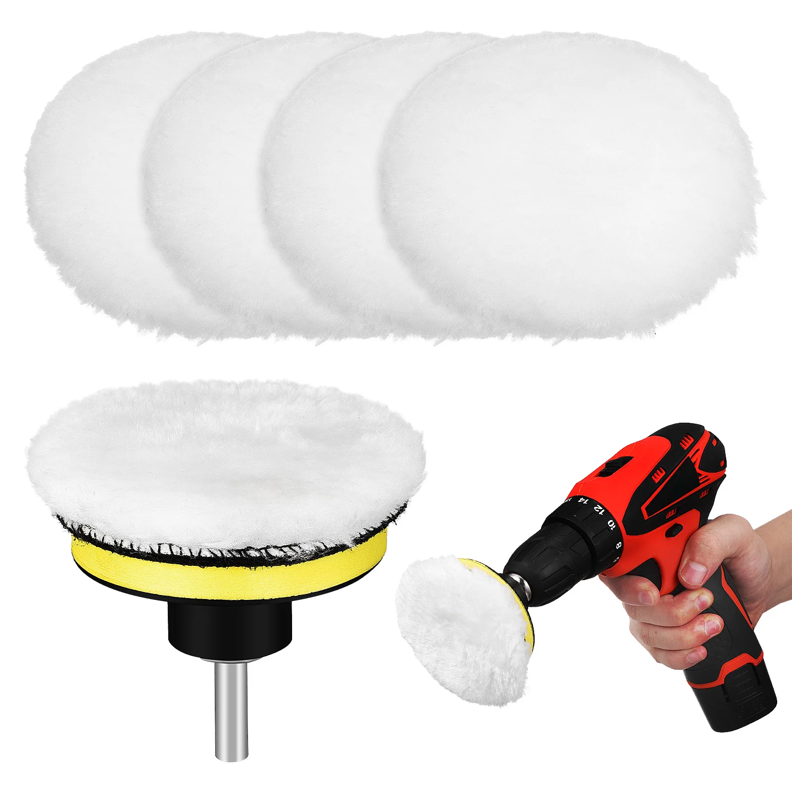 

Car Waxing and Polishing Wool-proof Disc Set Buffing Wheels For Drill Pad Pads Buffer Attachment Polisher