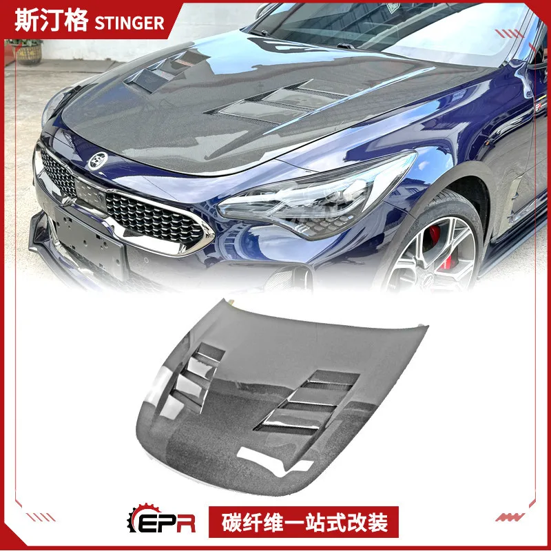 

For KIA STINGER Carbon Fiber Modified AM Front Engine Cover, Engine Front Cover