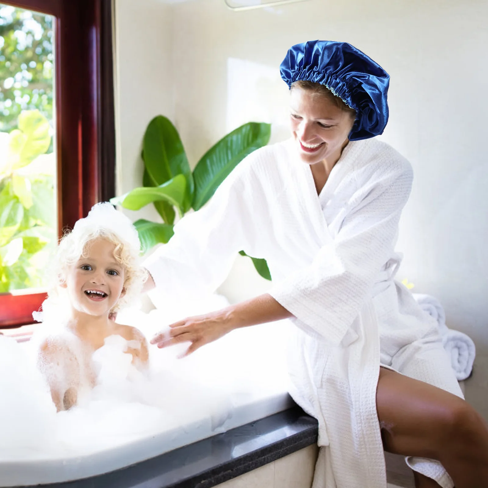 

Double Layer Satin Sleep Cap Large Stretchy Hair Wrap for Women Night Use Promotes Regrowth Prevents Drying Breakage Comfort Fit