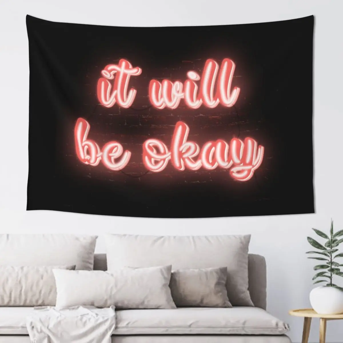 

It will be okay neon light up sign Tapestry Bedroom Decor Wall Hanging Tapestry