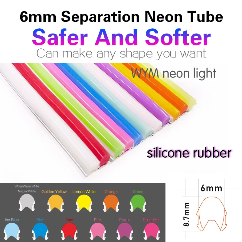 Separate Silicone 6mm silicone tube Led Neon Sign Material Led Neon 2nd Generation Split Flexible Silicon Cover