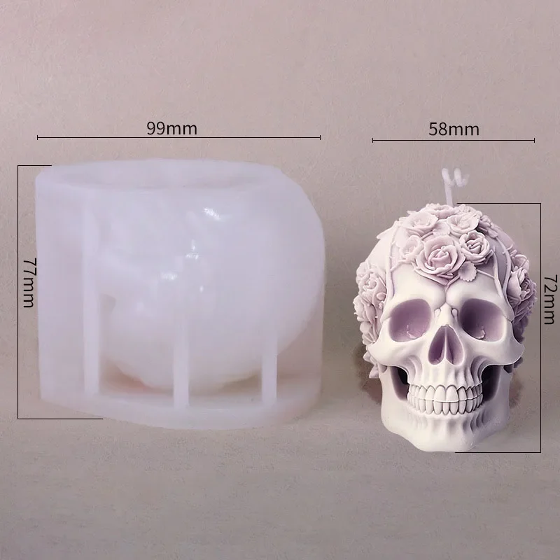 1-10PCS Halloween Rose Skull Candle Silicone Mould Aroma Plaster DIY Ornament Mould Handmade Soap Mould Halloween Decoration