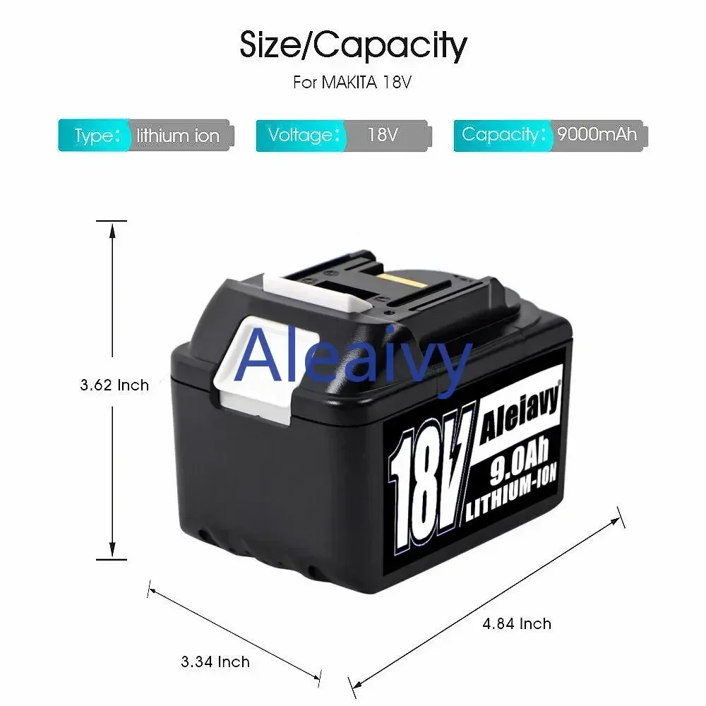 Batería recargable de iones de litio de 18V, 9Ah, BL1860B, 9000mah, batería de repuesto para MAKITA BL1880 BL1860 BL1850 BL1860B L70