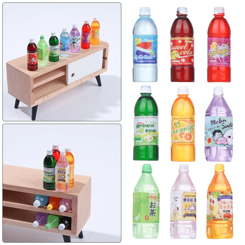 Mini botellas de zumo para beber, miniaturas de casa de muñecas, accesorios para cocina y sala de estar, modelo ob11, accesorios de tiro, 10 estilos