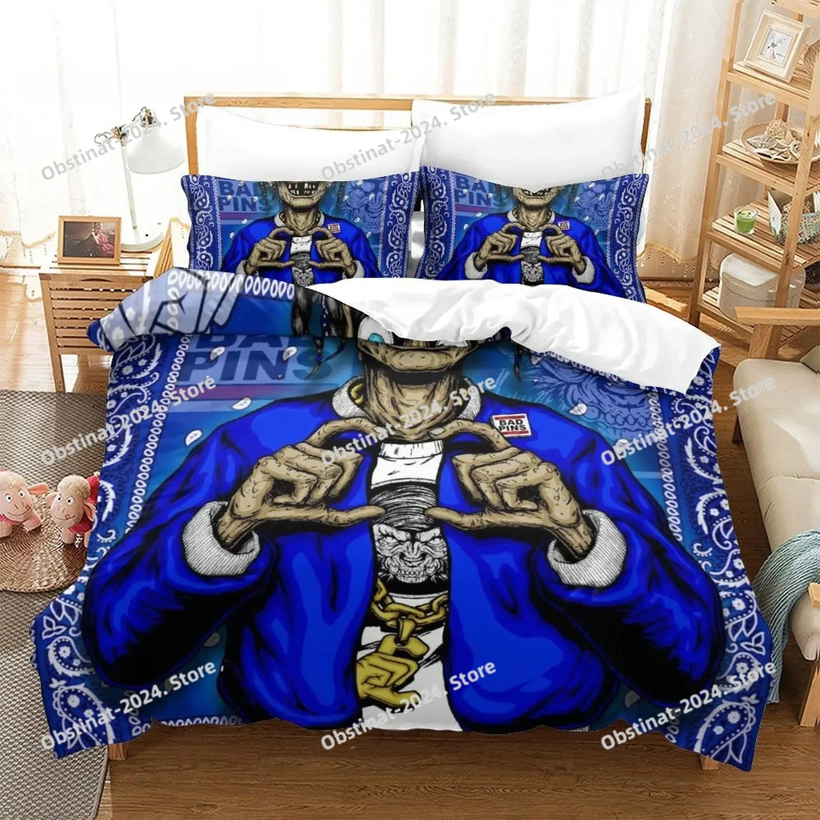 

2025 Crips Gang Bedding Set Single Twin Full Queen King Size Bed Set Aldult Kid Bedroom Duvetcover Sets 3D Print Anime Bed Sheet