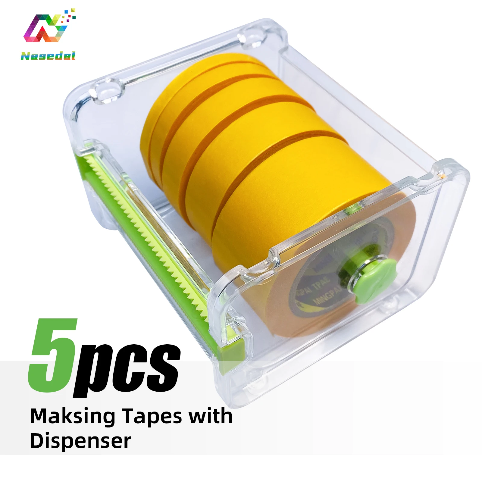 5PCS Masking Tape with Tape Dispenser 0.6/0.8/1.2/1.8/3.0cm Precision Model Cover Tape for Gundam Model Painting Hobby DIY Tool
