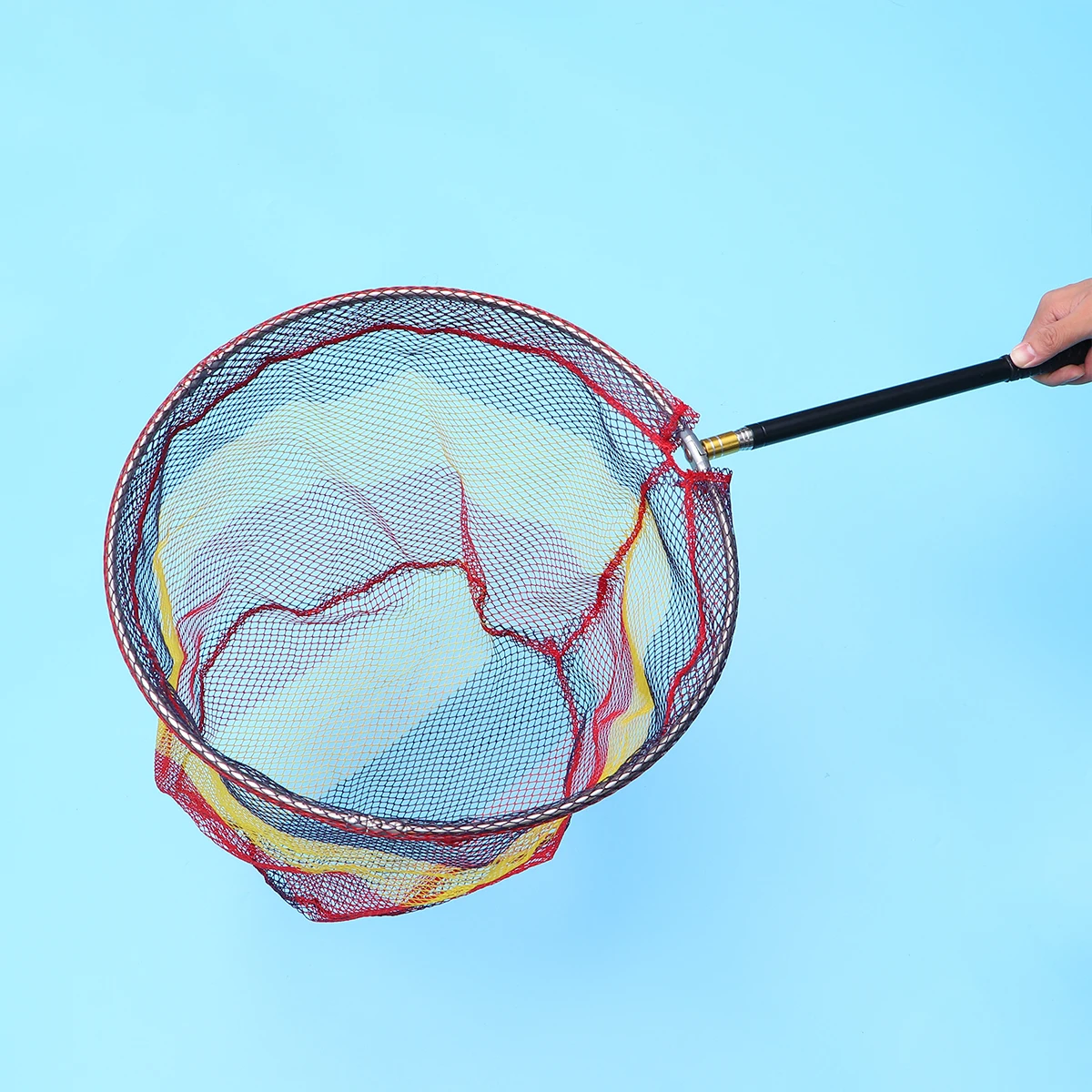 

Fishing Net Pole Short Mini Spoon-Net Flexible 5 Section Stainless Steel Pole for Man Woman (Black Pole and 40cm Colorful Net)