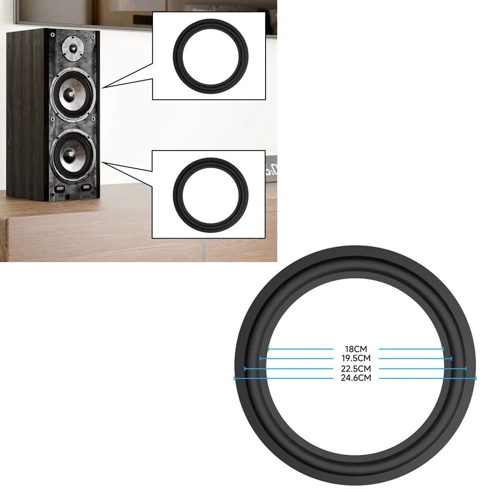 

for JBL Speaker Bezel Replacement Kit 2pcs 10inch DIY Speaker Bezel Rubber Edge Trim Round Black