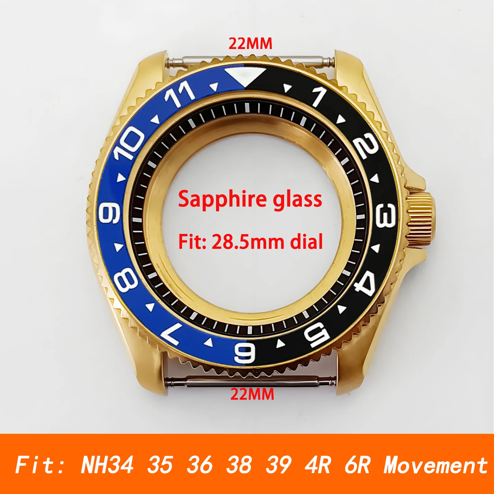 

Mod SKX007 Case Gold NH35 Case Ceramic Insert Sapphire Crystal Glass Crown 3.0 Stainless Steel Watch Case