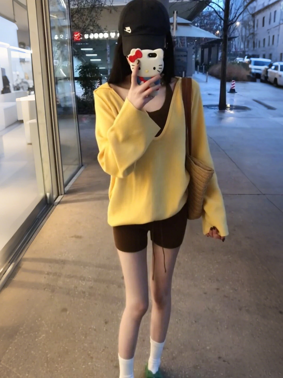 

Yellow V-Ne Hoodie Women's Knitted Sweater Spring 2026 Commute Sle Loose Fit Warmth Outerwear Top Casual Faion