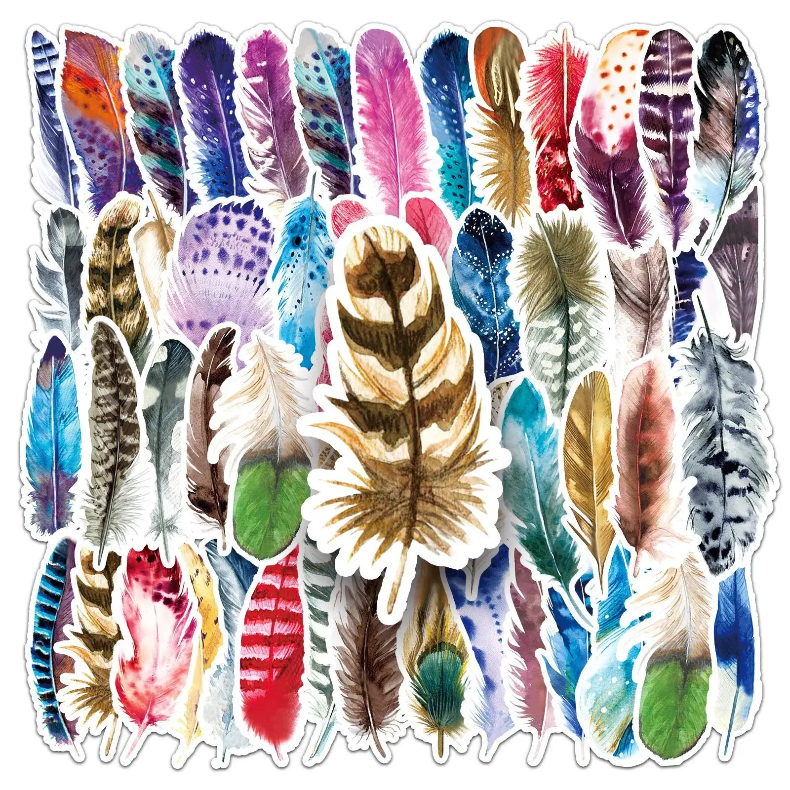 10/30/50PCS Popular Cartoon Feather Sticker Pack Skateboard Guitar Decoration DIY Laptop New Waterproof Suitcase Decal Wholesale