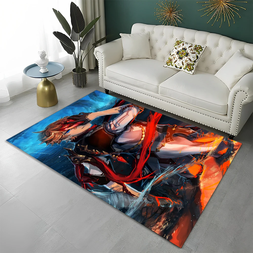 Game Genshin Impact Gamer Cartoon Carpet Rug for Home Living Room Bedroom Sofa Doormat Decor,Child Area Rug Non-slip Floor Mat