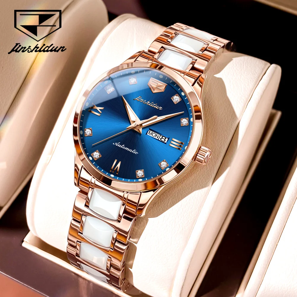 JSDUN New Top Brand Automatic Mechanical Women\'s Watch Waterproof Ceramic Luxury Lady Wrist Watch Elegant Fashion Women Watches