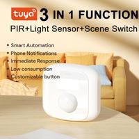 Tuya Wifi Zigbee Mini Human Motion Movement Body PIR  Sensor Light Sensor Scene Switch Function Smart Life Smart Home Security