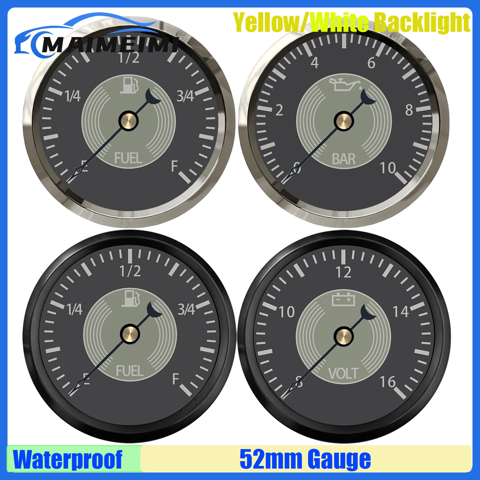 

SUS316 Retro Classic 52mm Gauge Oil Pressure Gauge Fuel Level Meter Voltmeter Water Temperature Gauge Auto Car Boat Yacht custom