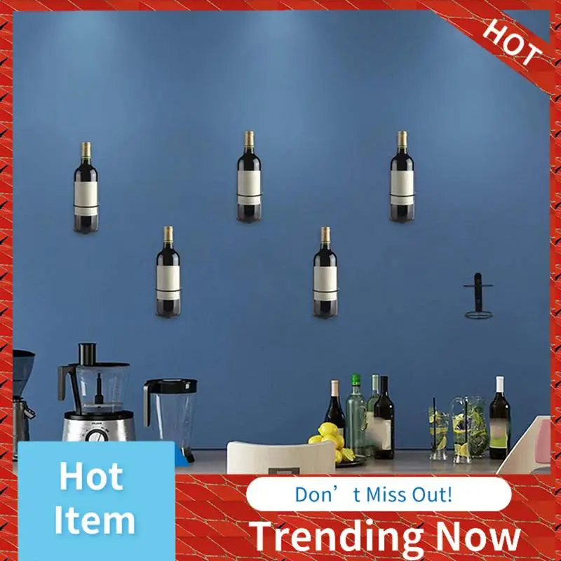 24-Hour Delivery Office Home Kitchen Bar Cabinet Wall Mounted Metal Wine Rack 6Pcs Black Easy To Install