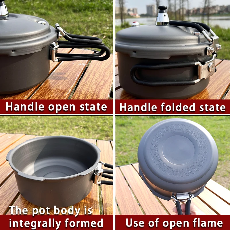 Portable Folding Outdoor Pressure Cooker Hiking Mountaineering Camping 80kpa Plateau Cookware 1.8L Mini Pressure Cooker