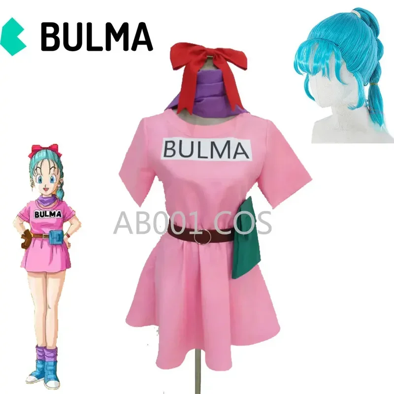 Halloween Bulma Cosplay Kleider Frauen Anime Kostüm und Pyjamas Weihnachten Bulma Perücke Zubehör